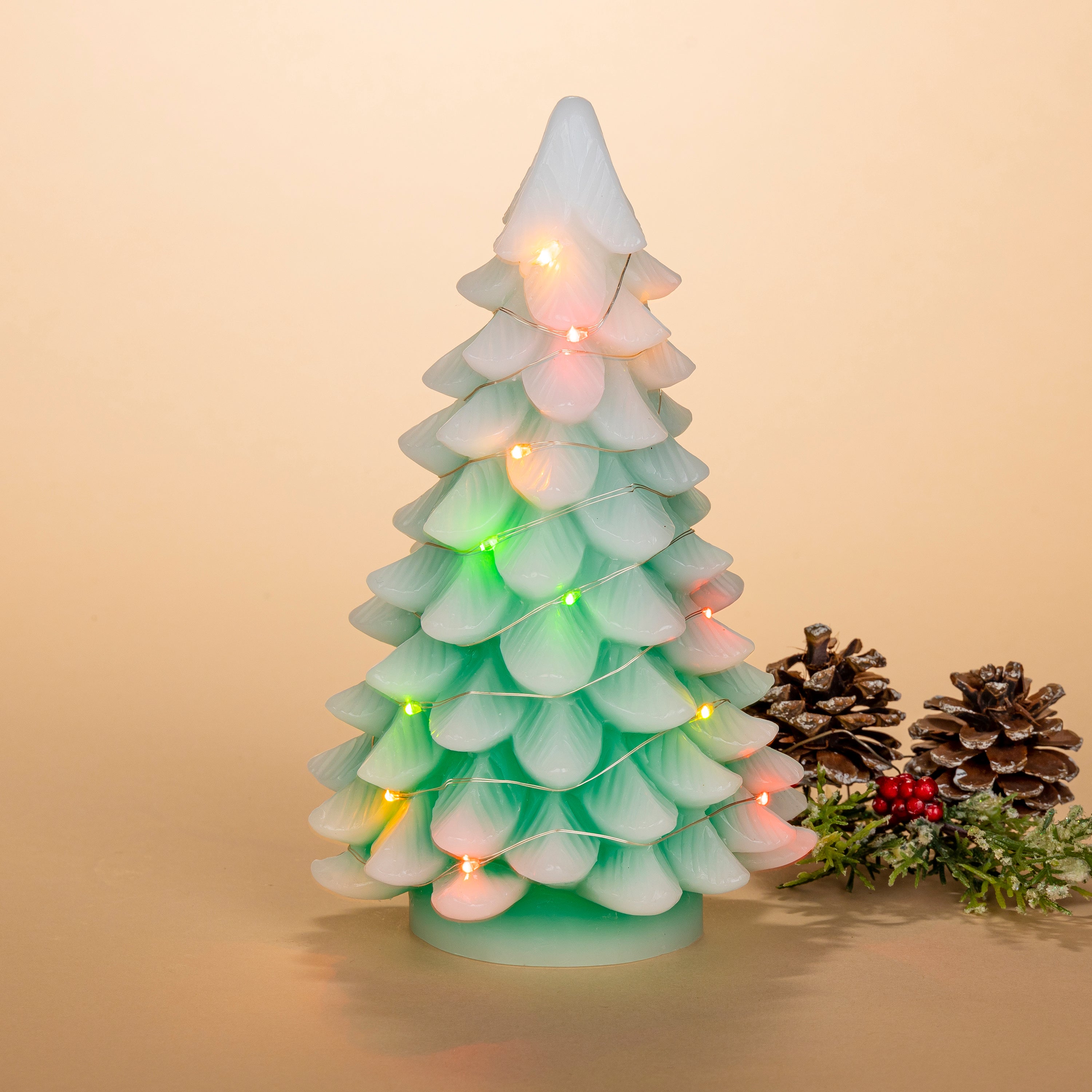 Set of 2 9.05-in H Battery- Operated Lighted Green Christmas Tree with Color Changing LED Lights